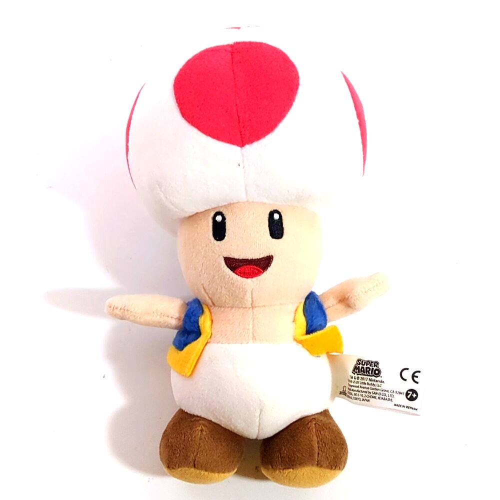 Super Mario Toad Plush 8" Stuffed Animal Plush Nintendo 2017 Little Buddy